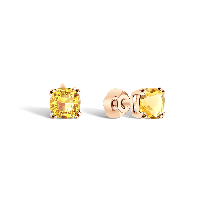 Золотые серьги-пусеты с цитрином