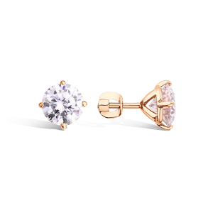 Золотые серьги-пусеты с муассанитом