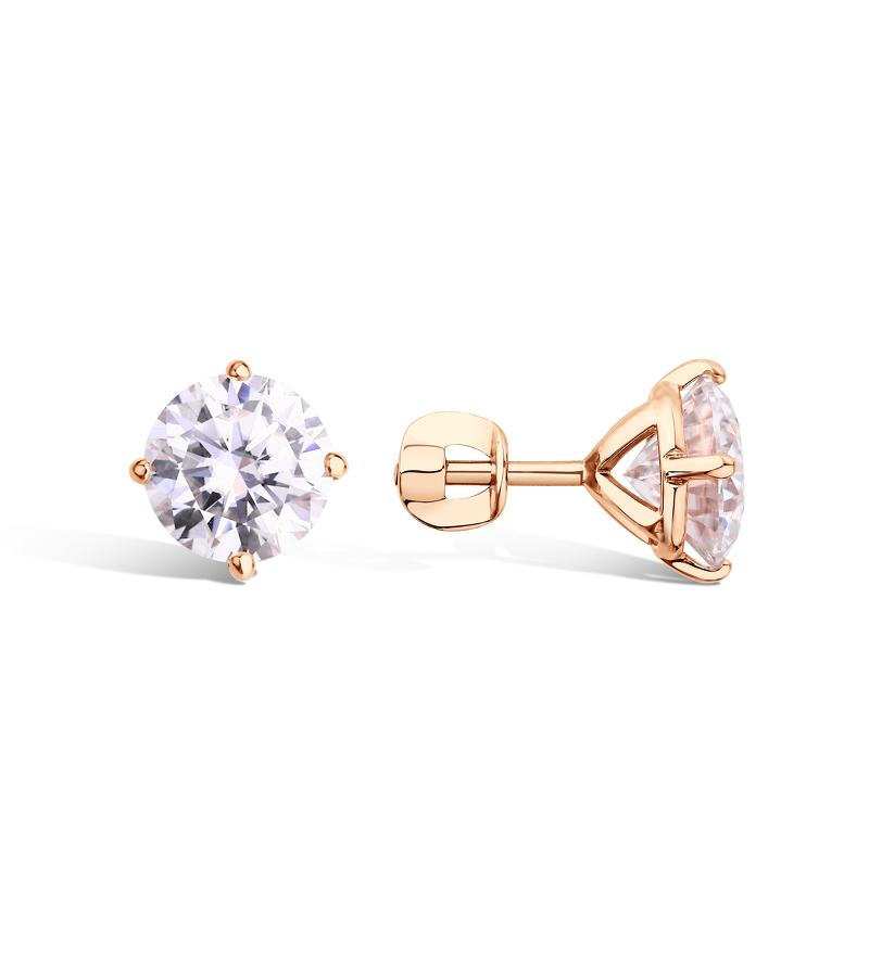 Золотые серьги-пусеты с муассанитом