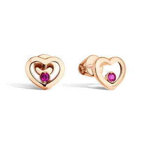 Золотые серьги-пусеты «Нежность» с рубином