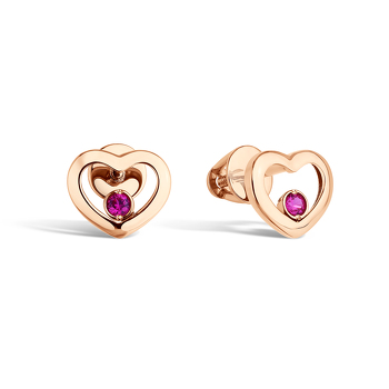 Золотые серьги-пусеты «Нежность» с рубином