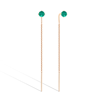 Золотые серьги «Линии света» с изумрудом