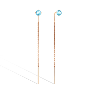 Золотые серьги-продевки с топазом