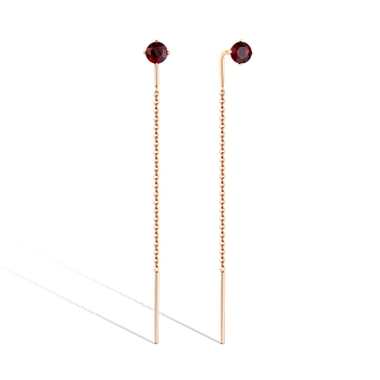 Золотые серьги «Серьги-продевки» с гранатом