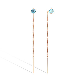 Золотые серьги-продевки с фианитом