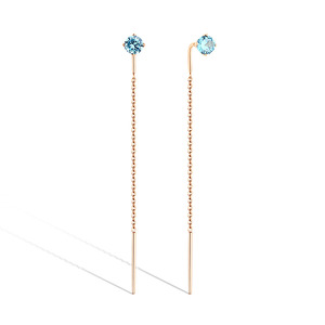 Золотые серьги-продевки с фианитом