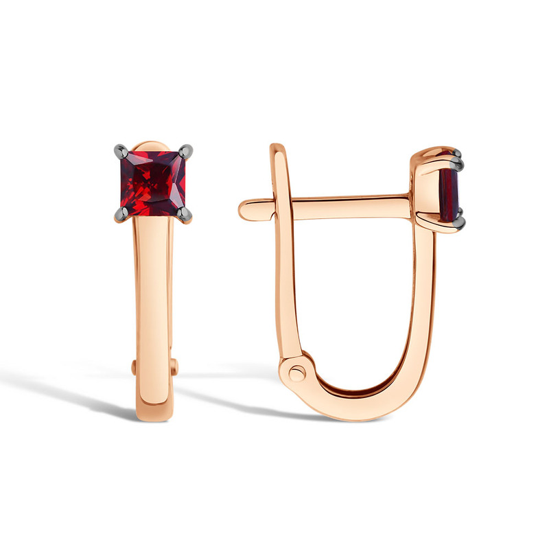 Золотые серьги с гранатом