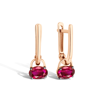 Золотые серьги с рубином