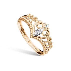 Золотое кольцо «Сердце королевы» с фианитом