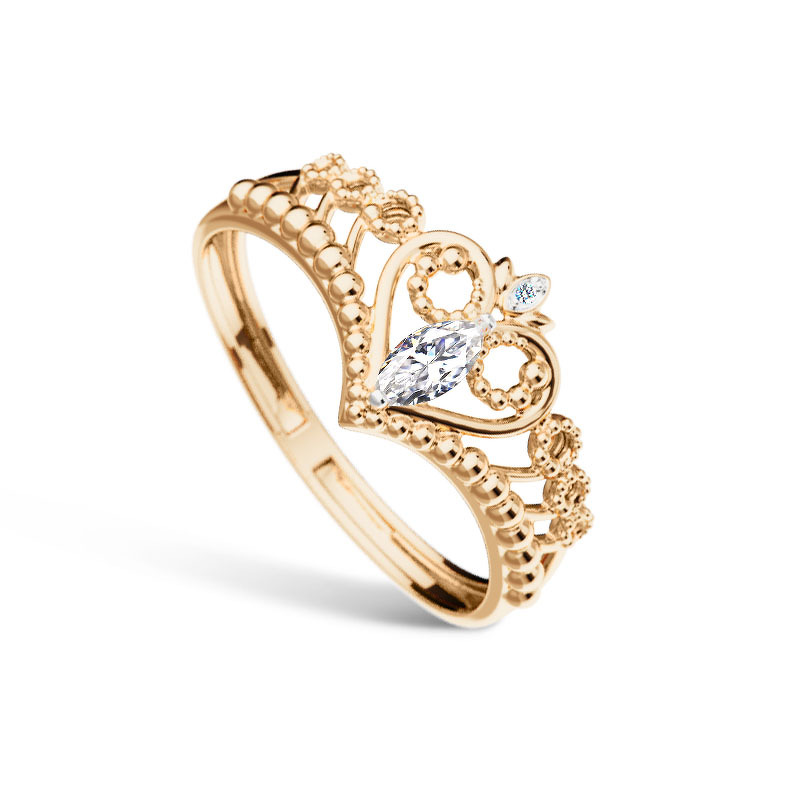 Золотое кольцо «Сердце королевы» с фианитом