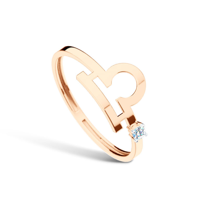 Золотое кольцо с бриллиантом синт.