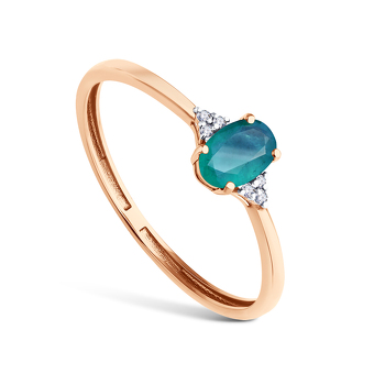 Золотое кольцо с изумрудом и бриллиантами