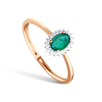 Золотое кольцо с изумрудом и бриллиантами