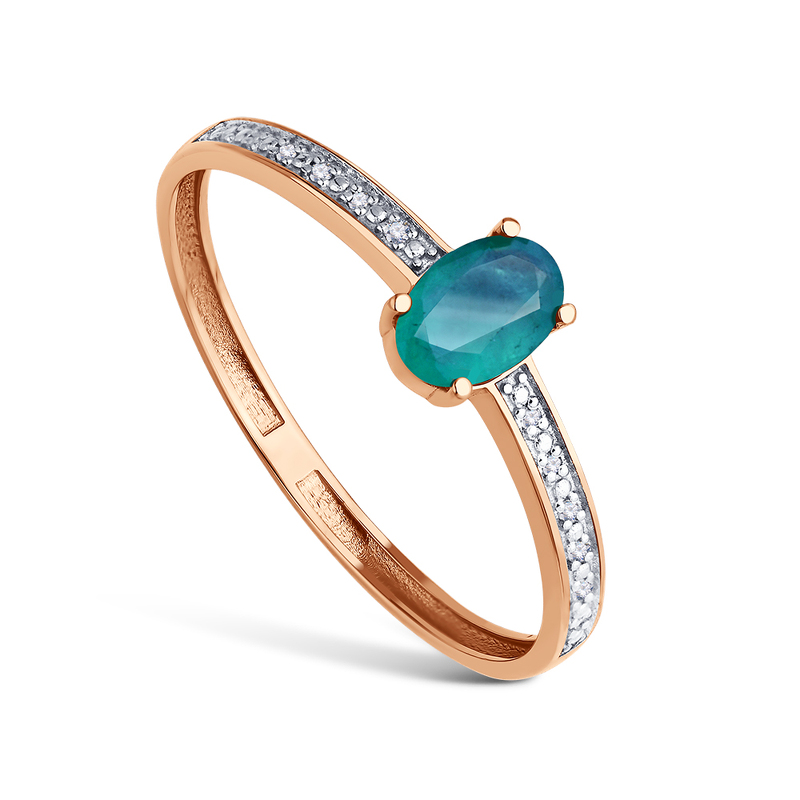 Золотое кольцо с изумрудом и бриллиантами