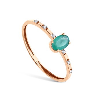 Золотое кольцо с изумрудом и бриллиантами