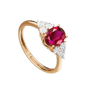 Золотое кольцо с рубином и бриллиантами