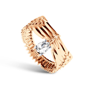 Золотое кольцо «Крылья Ангела» с горным хрусталем