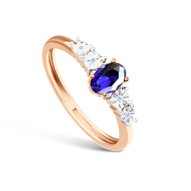 Золотое кольцо с сапфиром и бриллиантами