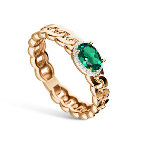 Золотое кольцо с изумрудом и бриллиантами