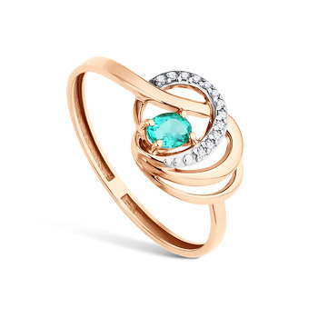 Золотое кольцо с изумрудом и бриллиантами