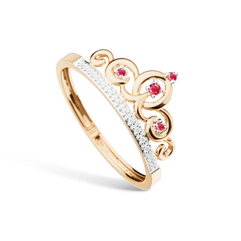 Золотое кольцо «Сердце королевы» с бриллиантами и рубинами