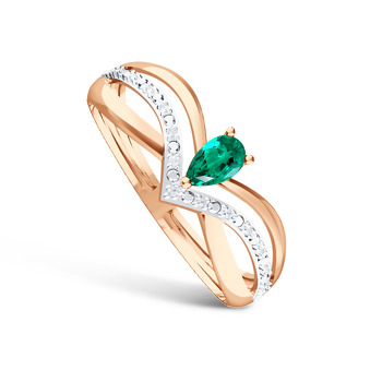 Золотое кольцо с изумрудом и бриллиантами