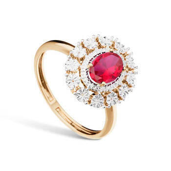 Золотое кольцо с рубином и бриллиантами