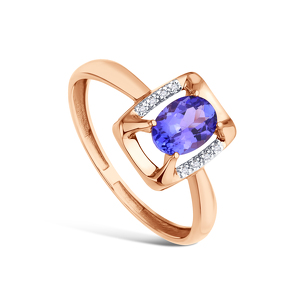 Золотое кольцо с танзанитом и бриллиантами
