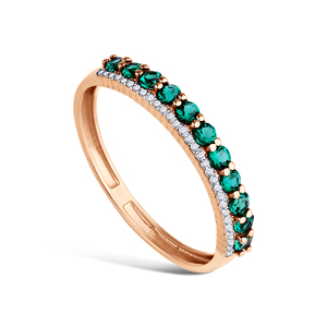 Золотое кольцо с изумрудом и бриллиантом