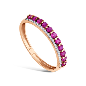 Золотое кольцо с рубинами и бриллиантами