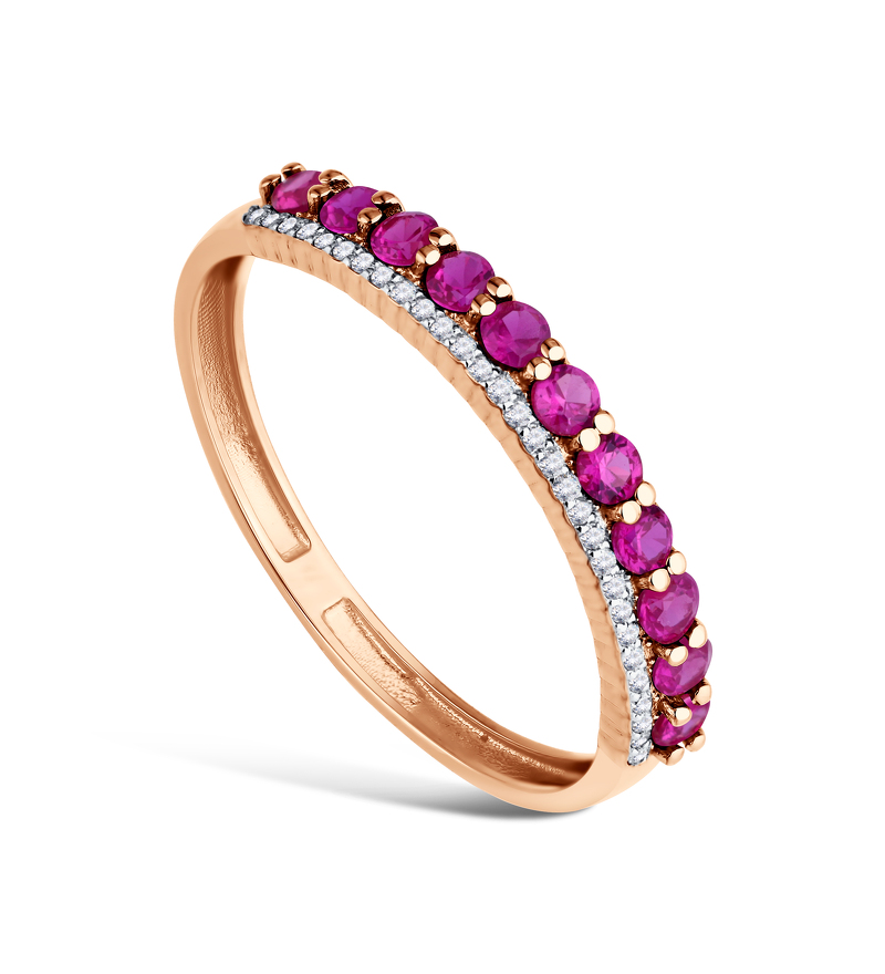 Золотое кольцо с рубинами и бриллиантами