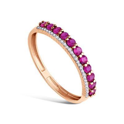 Золотое кольцо с рубинами и бриллиантами