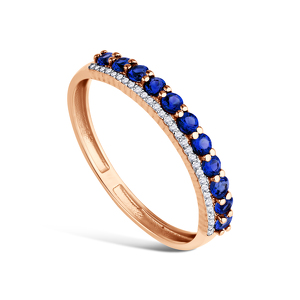 Золотое кольцо с сапфирами и бриллиантами