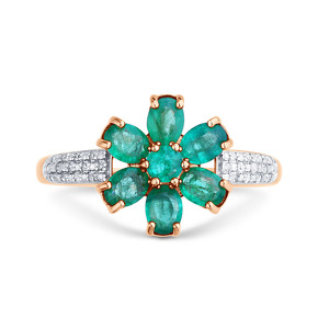 Золотое кольцо с изумрудами и бриллиантами