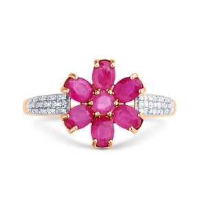 Золотое кольцо с рубинами и бриллиантами