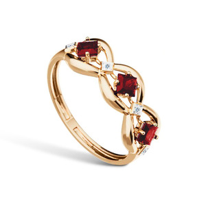 Золотое кольцо с гранатами и бриллиантами