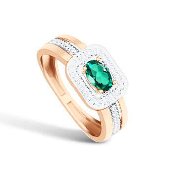 Золотое кольцо с изумрудом и бриллиантами