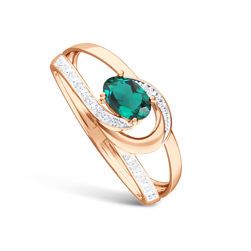 Золотое кольцо с изумрудом и бриллиантами
