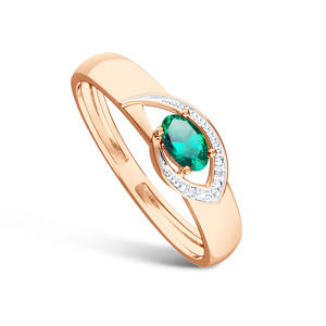 Золотое кольцо с изумрудом и бриллиантами