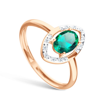 Золотое кольцо с изумрудом и бриллиантами