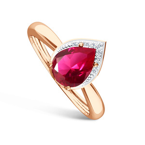 Золотое кольцо с рубином и бриллиантами