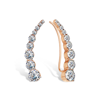 Золотые серьги с фианитами и фианитом