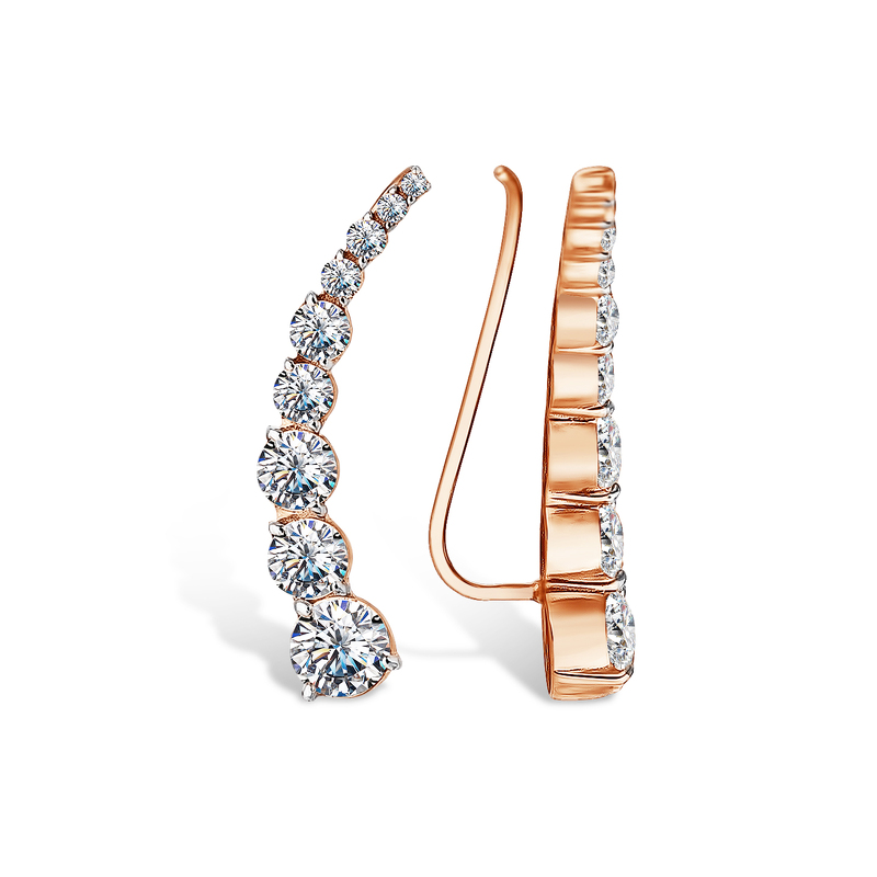 Золотые серьги с фианитами и фианитом