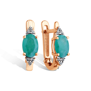 Золотые серьги с изумрудом и бриллиантами