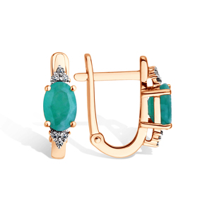 Золотые серьги с изумрудом и бриллиантами