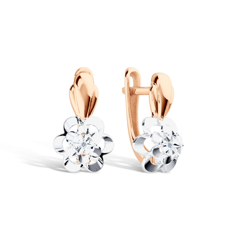 Золотые серьги с бриллиантом