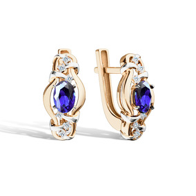 Золотые серьги с сапфиром и
