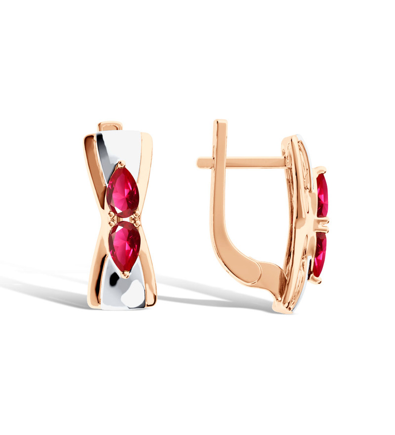 Золотые серьги с рубинами
