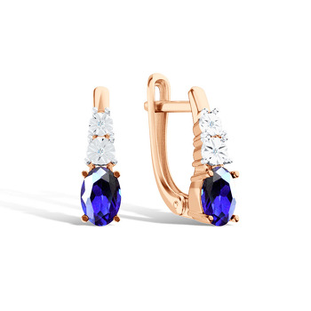 Золотые серьги с сапфиром и бриллиантами
