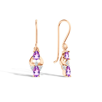 Золотые серьги с аметистом и муассанитами